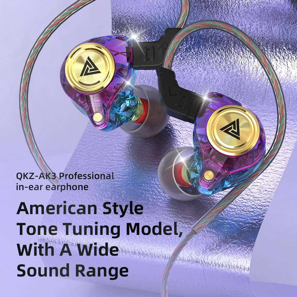 QKZ AK3 FiLe Wired Earphone with Microphone HiFi Music Monitor