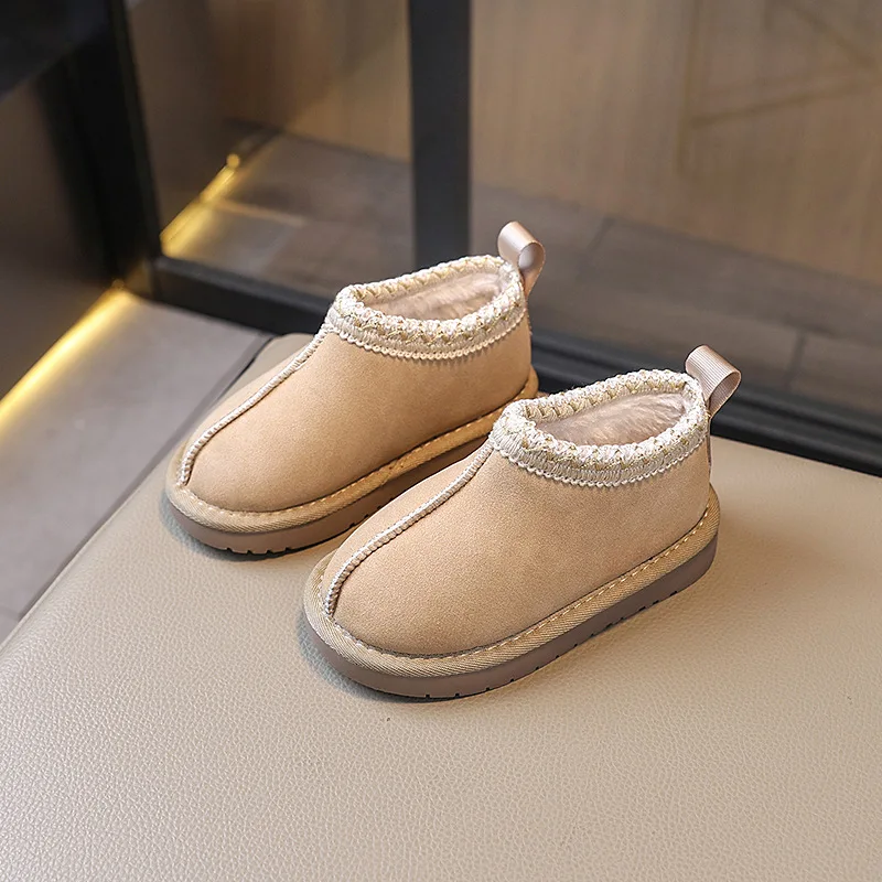 2025 Winter Kids Suede Snow Boots Toddler Fur Slippers Baby Shoes Ultra Girls Boy Low-top Warm Boot 3