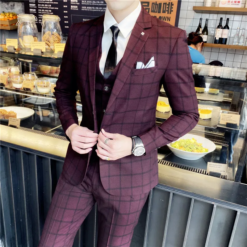 

( Blazer + Waistcoat + Trousers ) Men Simple Business Elegant Fashion Job Interview Gentleman Suit Slim 3-piece Suit M-4xl