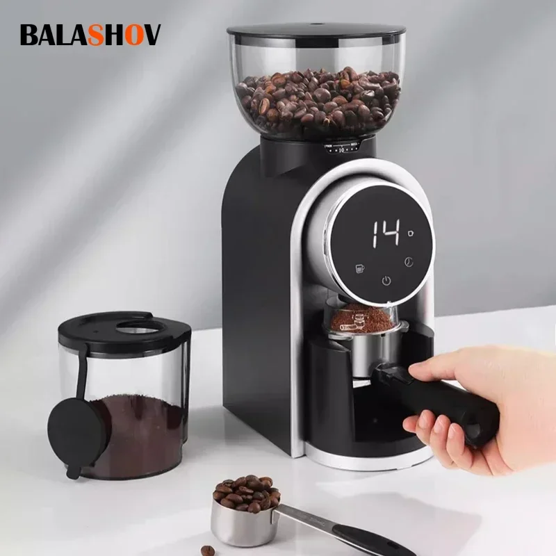 Electric Burr Coffee Grinder Automatic Precision Mill Espresso Drip Pour Over American Coffee Transparent Bean Storage Container
