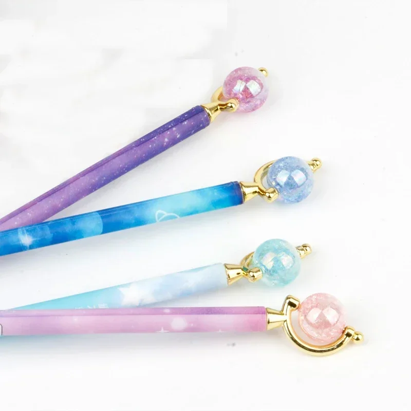 창의적인 별이 빛나는 하늘 젤 펜, 검정 잉크 중립 펜, 학생용 한국 문구, 학교 사무용품, 0.5mm, 4 개