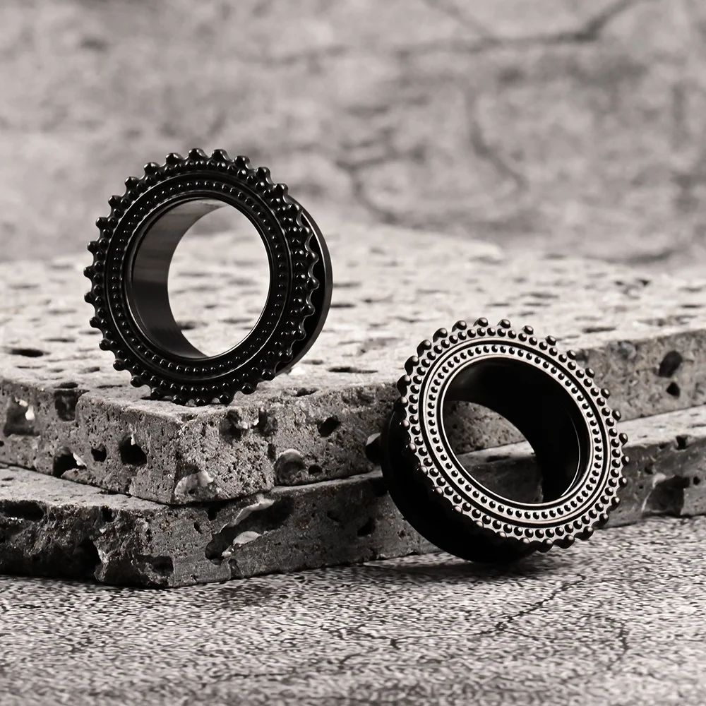 Piercing Jewelry 2pcs Simple Stainless Steel Pattern Screw Ear Expander Gauges Plugs Tunnels Earrings Body Stretchers