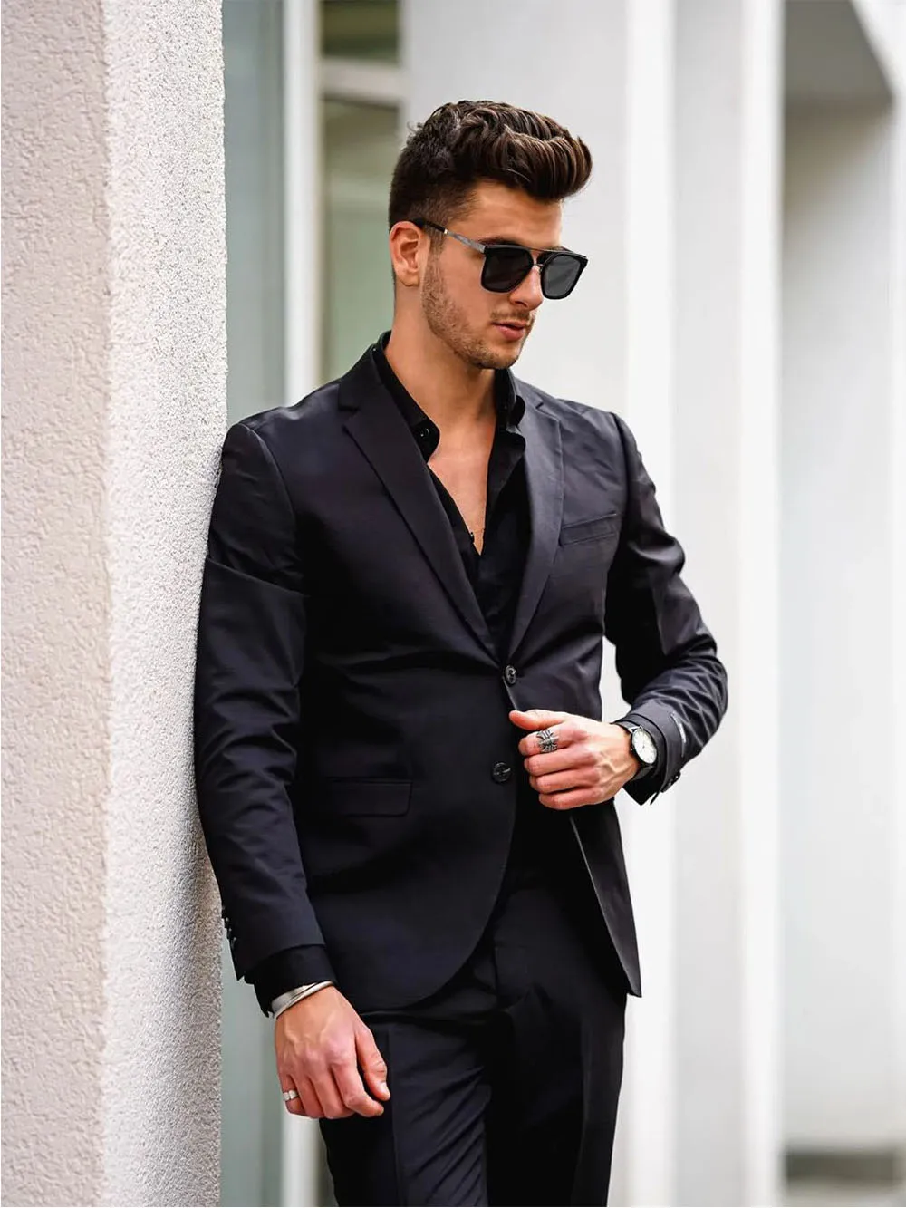 Steady Black Men's Suit  Office Leisure Style Fashion Suit For Men For Wedding Party Graduation Ceremony Suit