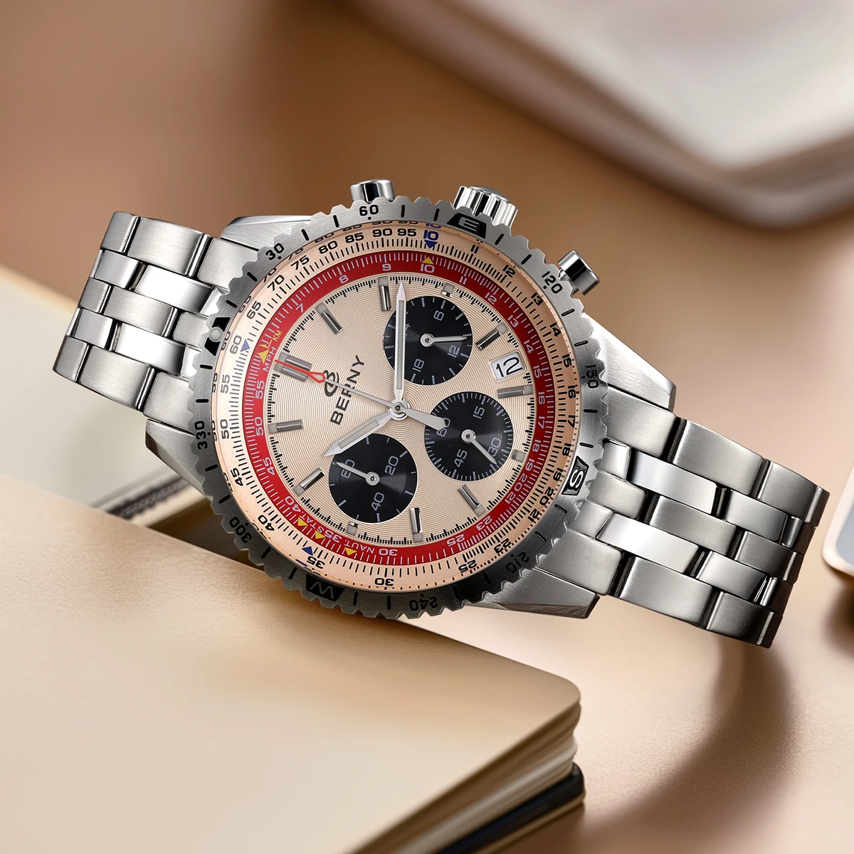 BERNY Pilot Watch Chronograph Aviation Sapphire Super