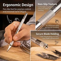 Aluminum Alloy Handle Carving Knife SK5 25° Blade with SK2 25° & 45° 0.5mm Blades for DIY Craft Art Cutting Engraving 4