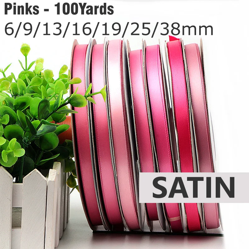 Luxurious Pink Double Face Satin Ribbon - 100% Polyester Silky Tape