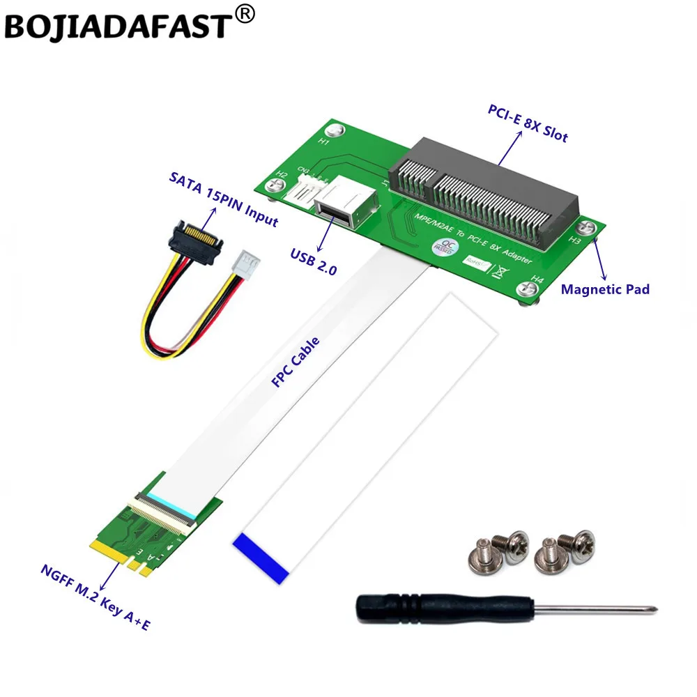 

PCI-E 8X слот и USB 2,0 разъем для NGFF M.2 Key A + E адаптер переходник карта Магнитная подставка с высокоскоростным кабелем FPC
