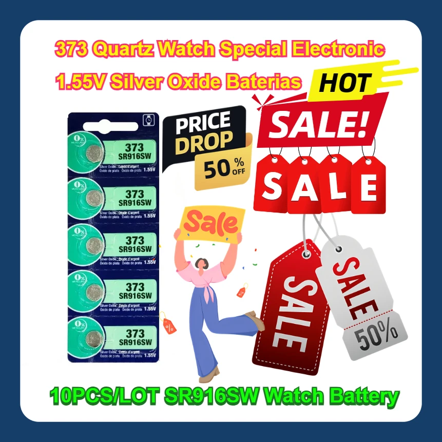 Quartz Watch Special Electronic 1.55V Silver Oxide Baterias SR916SW Watch Battery 10PCS LOT 373