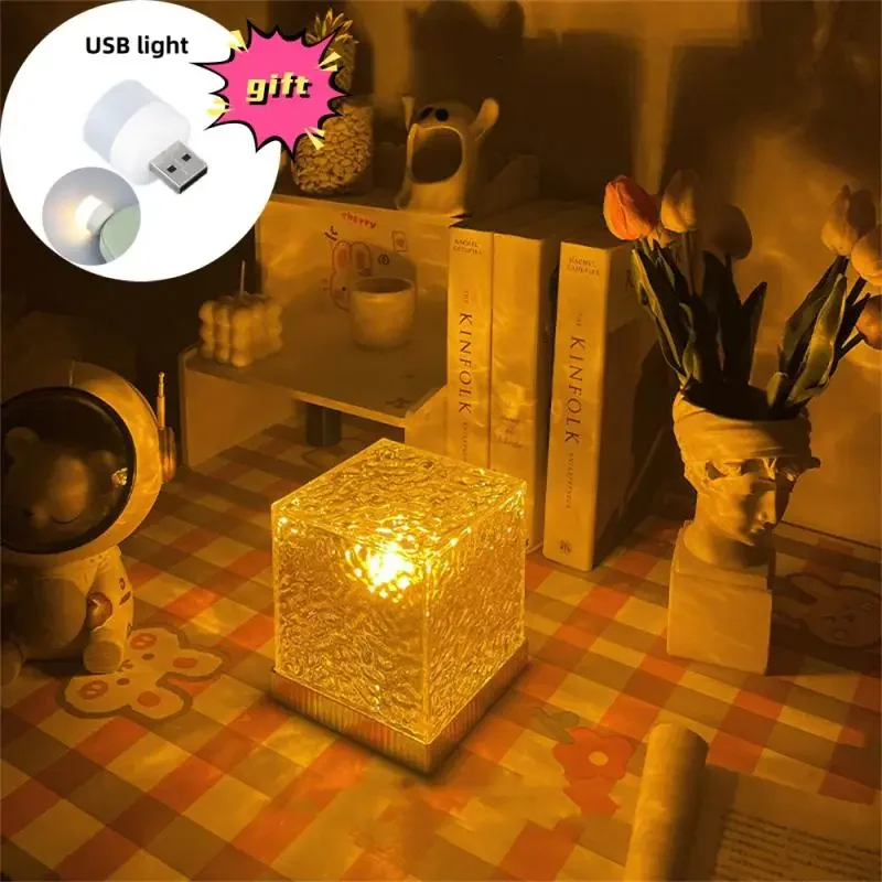 

Crystal Lamp Projector Multifunctional Adjustable Water Ripple Night Light Home Bedroom Atmosphere Holiday Sunset Lights