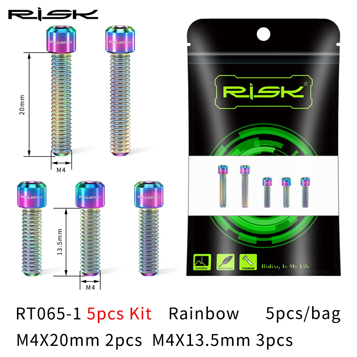Kit Bulloni In Titanio RISK R8000 Per Deragliatore Bici Shimano - 49 Pezzi - Universali