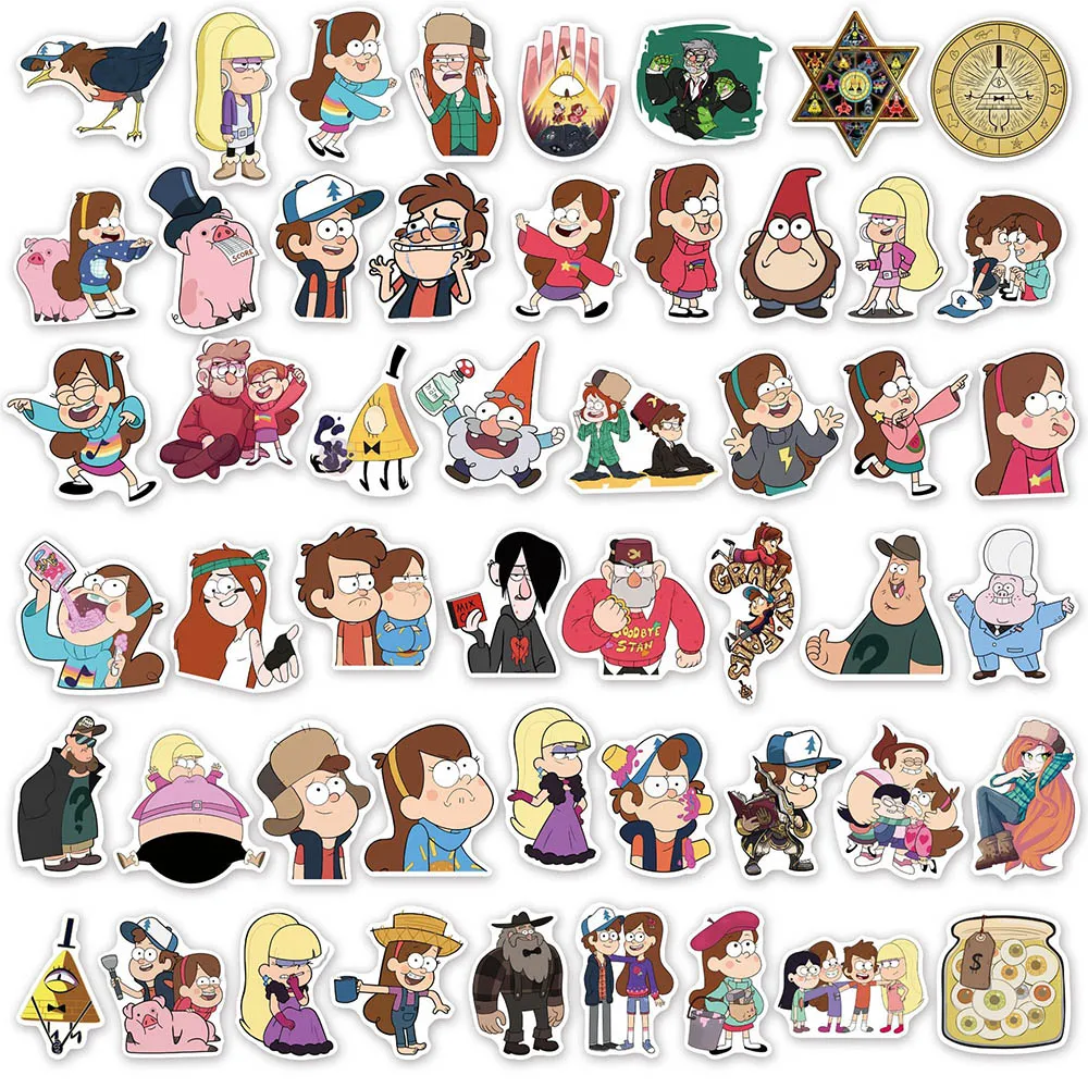 10/30/50pcs Cute Anime Disney Gravity Falls Cartoon Stickers Decals Laptop Skateboard Notebook Decoration Sticker for Kids Toy