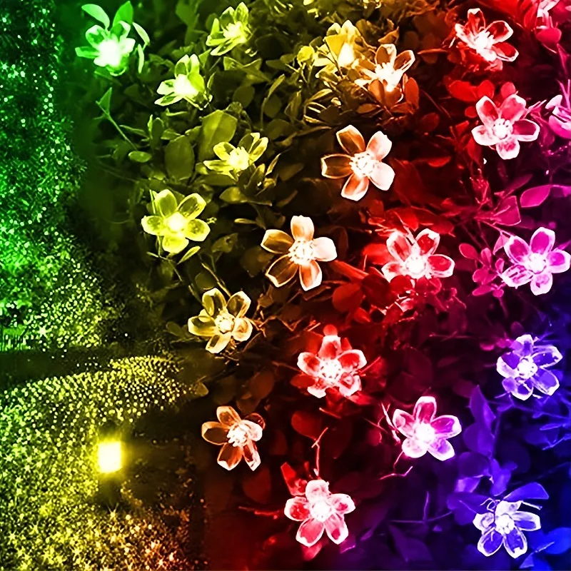 10/30/50LED Battery Powered Cherry Blossom String Lights Fairy Crystal Flowers Lighting Strings Waterproof Lamps Home Decoration