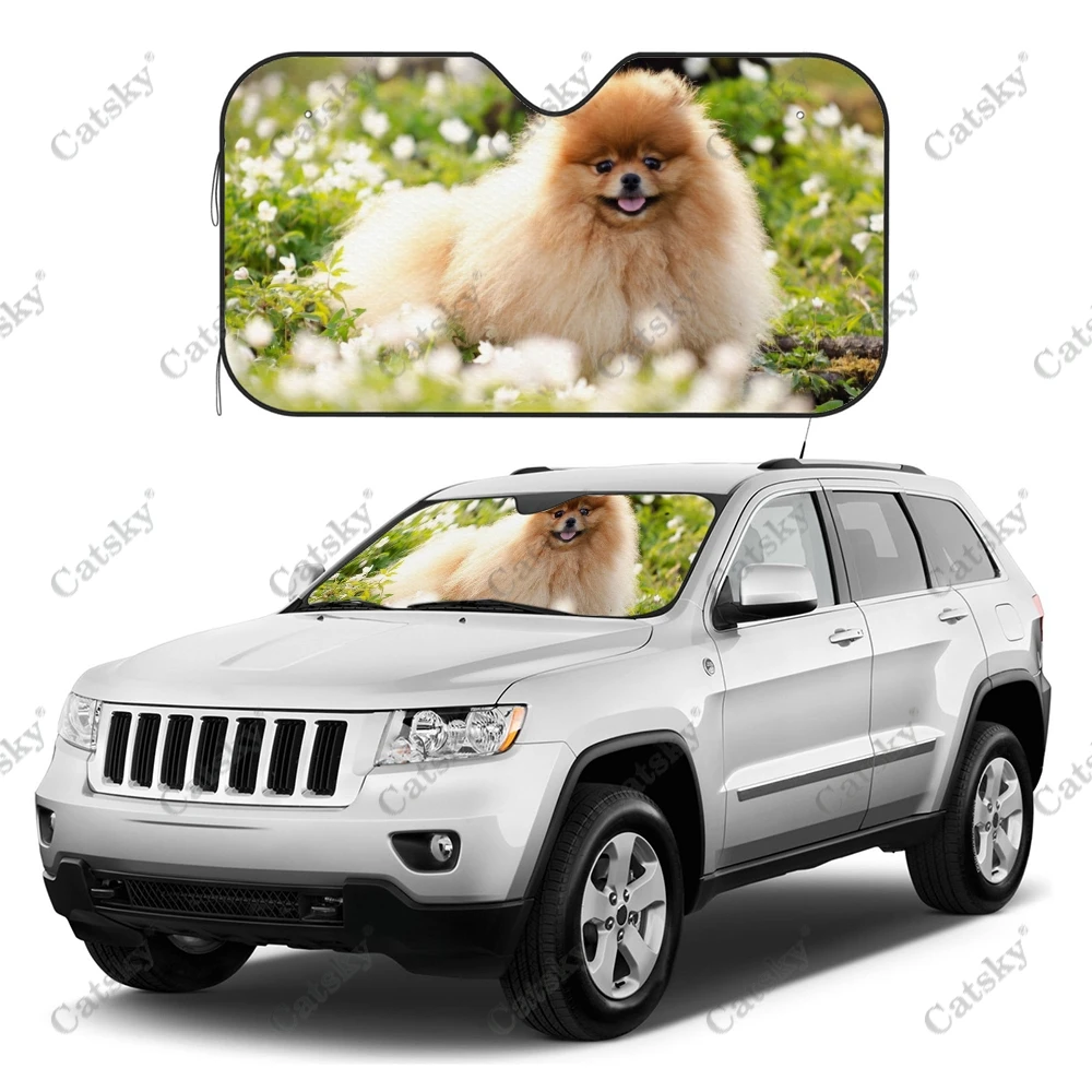 

Pomeranian Animal Car Sun Shade, Windshield, Car Accessories Sun Shade Car Window Sunshade