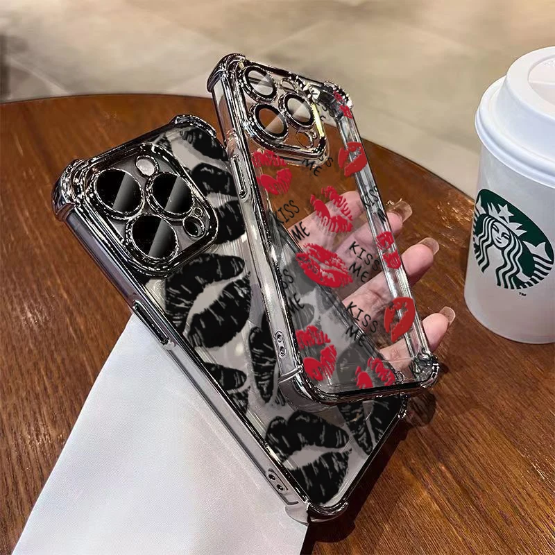 Plating Lips Kiss Pattern Phone Case Cover