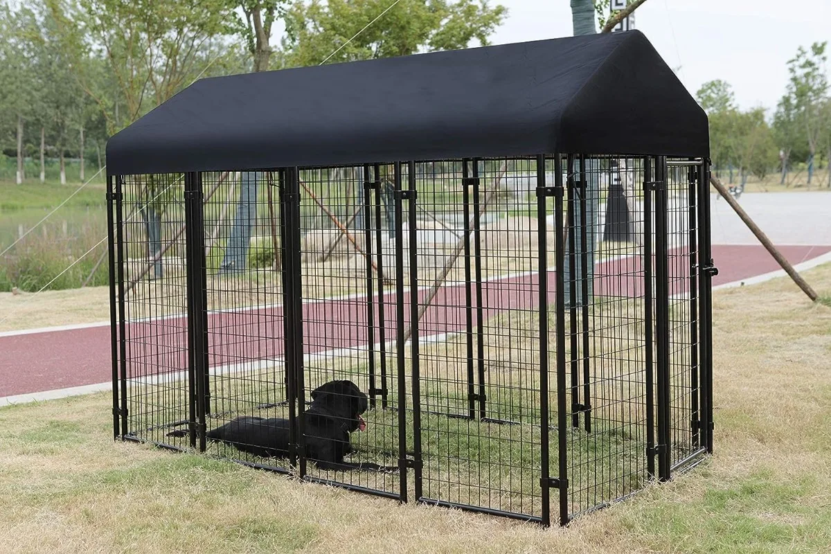 Welded Rectangular Outdoor Secure Wire Crate Kennel for Cat Dog Large Black 102 x 48 x 72 Inches Large outdoor wire kennel