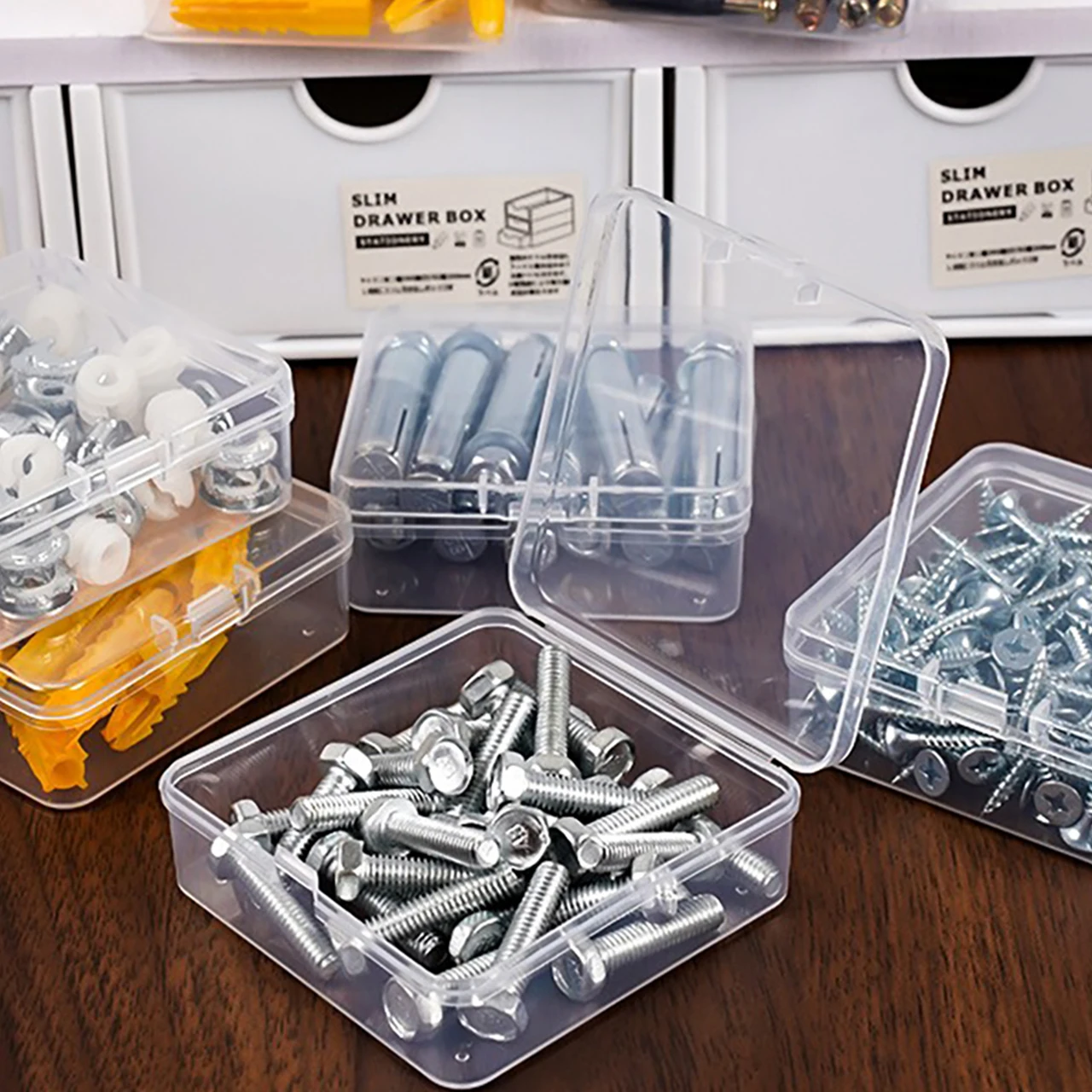 Desktop Storage Box Dustproof Plastic Card Data Cable Organizer Holder Small Miscellaneous Sorting Case With Cover