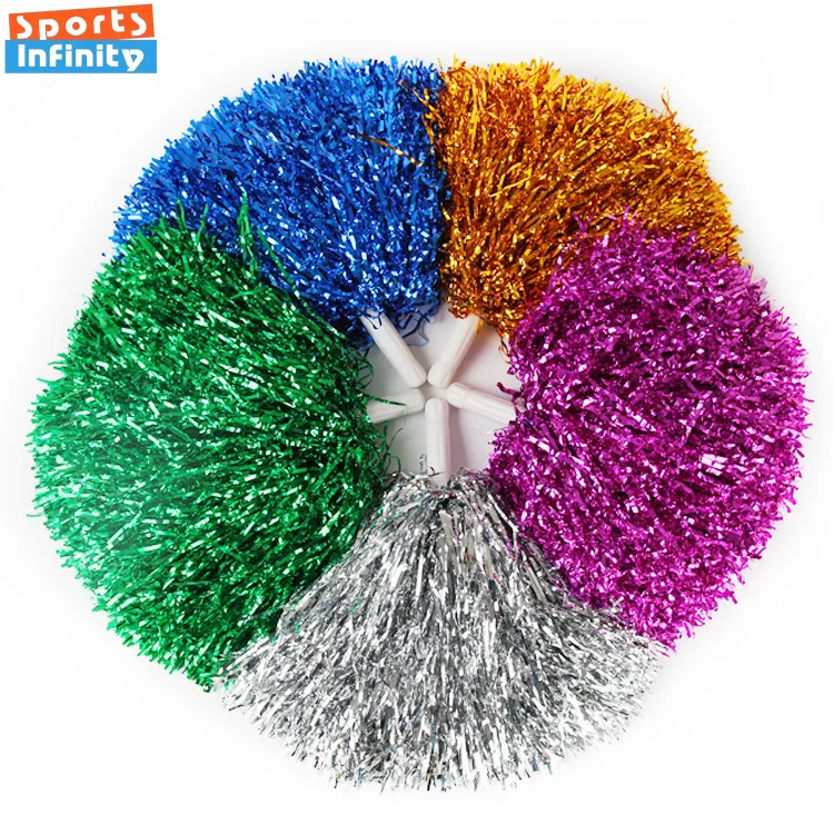 Lightweight Cheerleading Pom Poms with Handle Cheer Balls Gold Silver Pink Red Blue for Hand Dance Girl Kids Pompoms Accessories