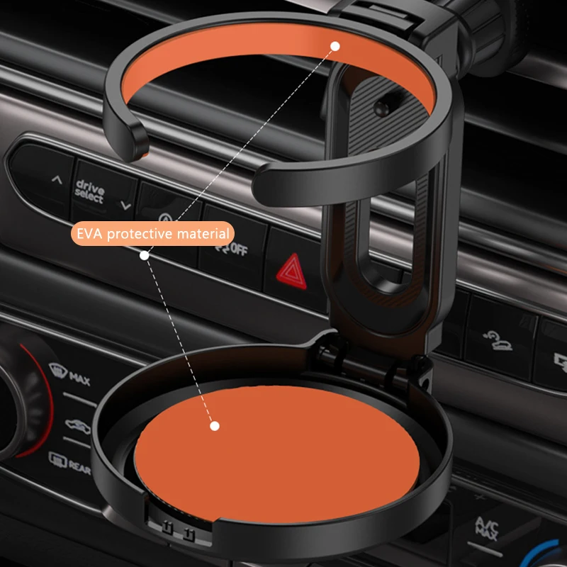 Foldable Car Air Vent Cup Holder Stable Orange ABS EVA Auto Bottle Stand
