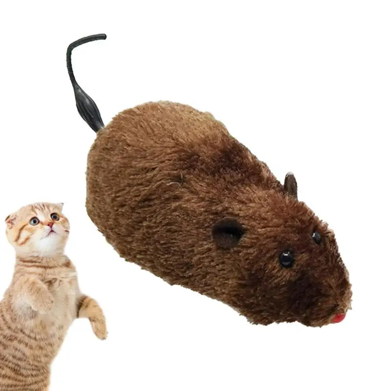Cat Toy Kitten Stuffed Toy Wind Up Mouse Plush Moving Mouse Decorative Interesting Cat Chasing Toys For Pet Shop Home Cattery