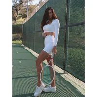 FUBEIKE Breathable Skin-Friendly Fitness Two-Piece Set Square Collar Tight Yoga Suit High-Waist Lace Shorts With Chest Pad 5