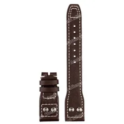 Elegant Leather Watch Strap with Folding Buckle - Premium Cowhide Bracelet - 22mm (Brown - nobuckle)
