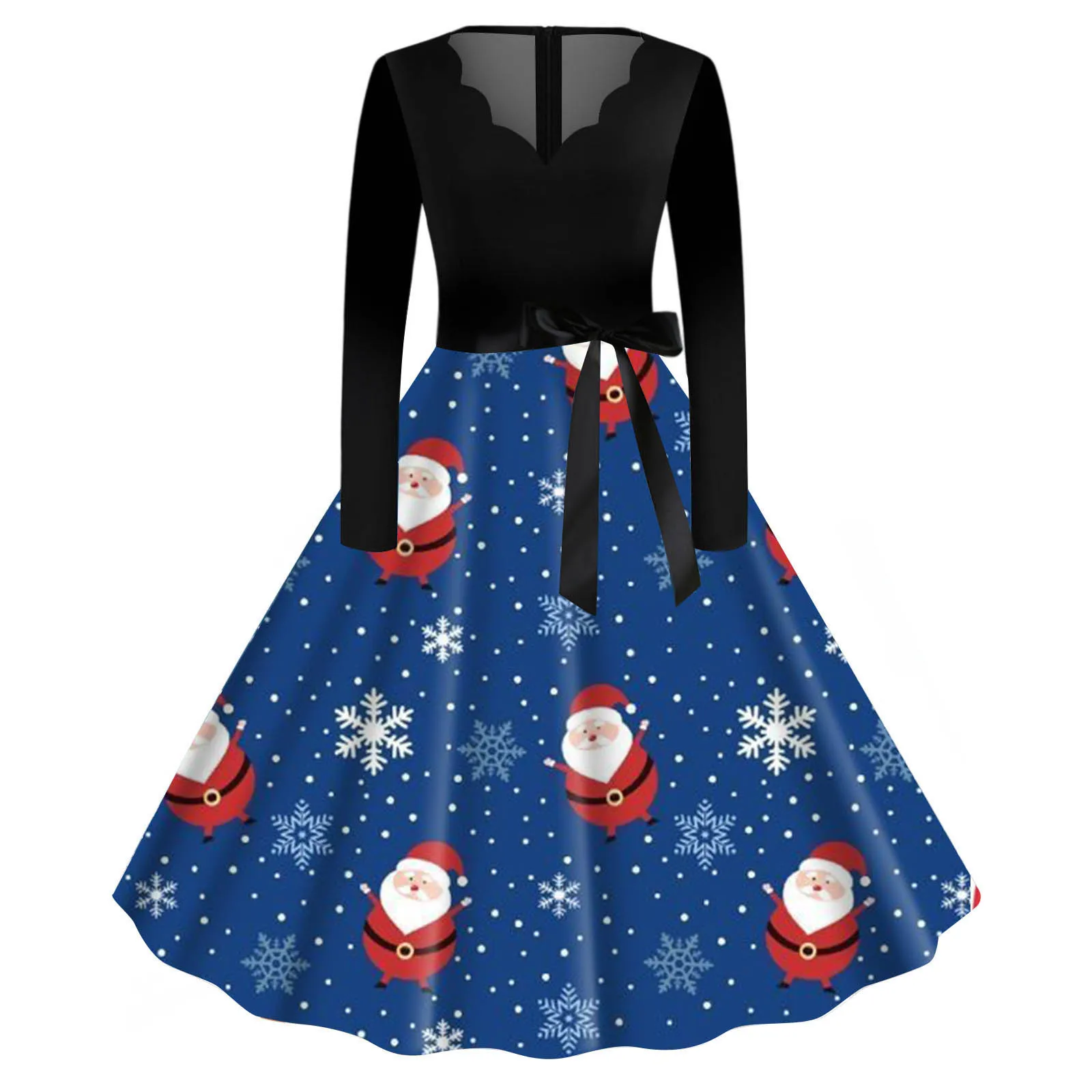 

Women'S Tulle Dresses Christmas Vintage Vestido Plus Size Santa Snowflake Print Swing Skirt 50s A-Line Flare Lace Dress