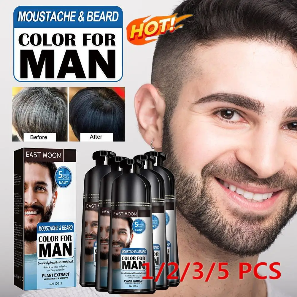 

1-5 Mens Hair Dye Shampoo 3.53oz Hair Dye Black Shampoo Gradual Gray Darkening Beard Wash Shampoo For Reducing White Beard ColoR