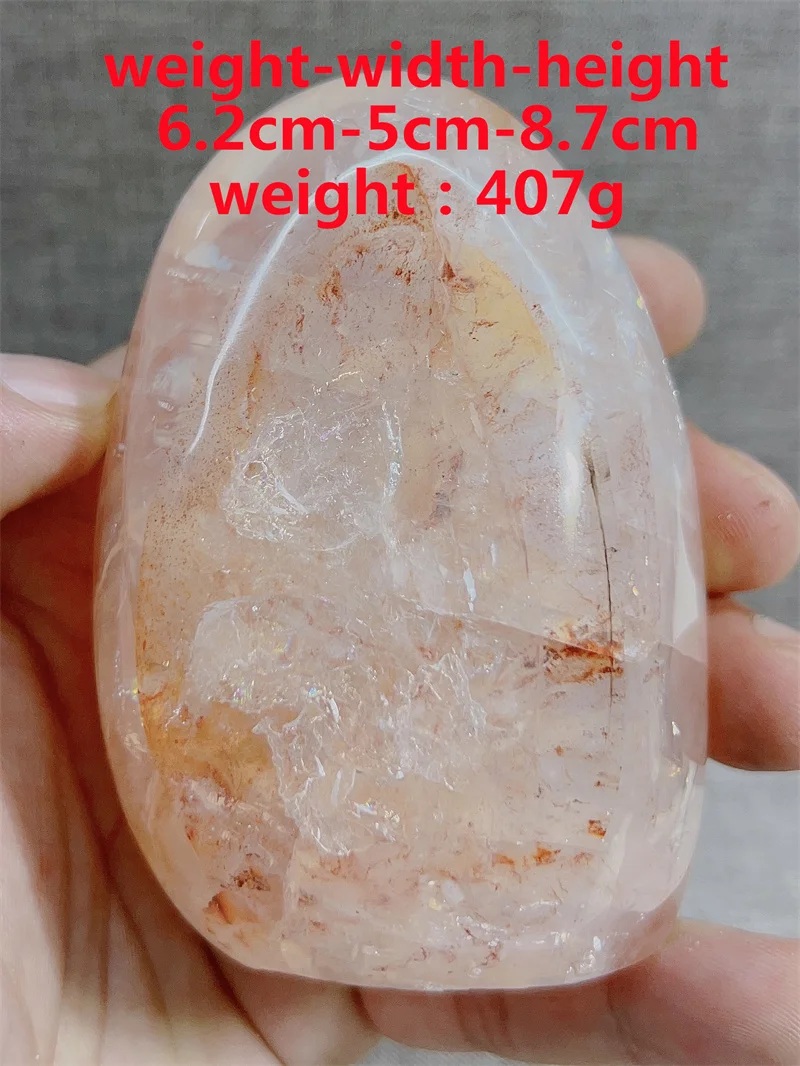 

Natural Fire Quartz Free Form Tumble Slab Crystal Mineral Madagascar Healing Palm Workmanship Ornament Carving Chip