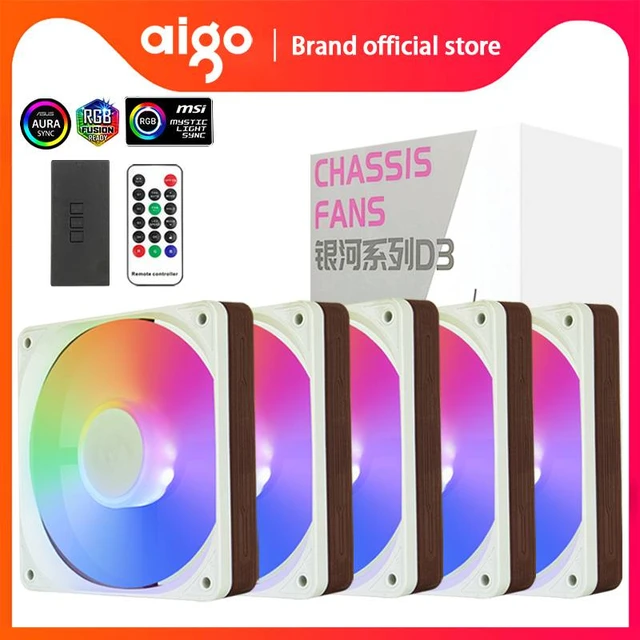 Aigo – Ventilateur Blanc Ar12, 120mm, Rgb, Kit Boîtier Pc Gamer,  Refroidissement, Vitesse Réglable, 12cm - AliExpress