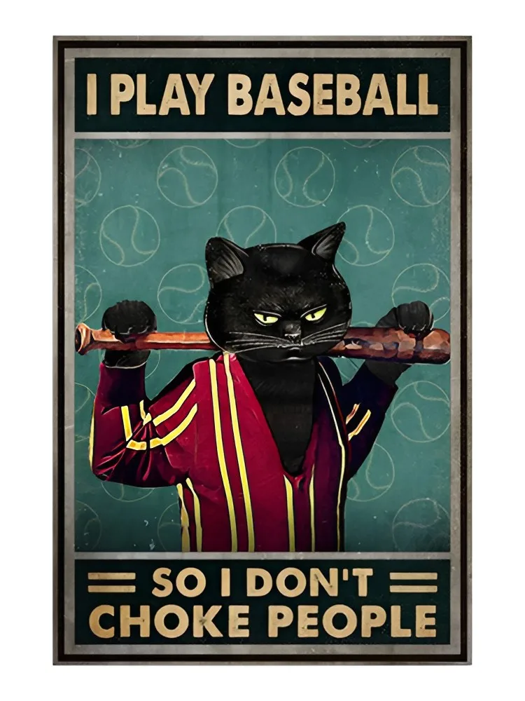 

FUNNY CAT Poster Vintage Metal Sign, Funny Vintage Metal black cat Signs Tin Sign 12 x 8In