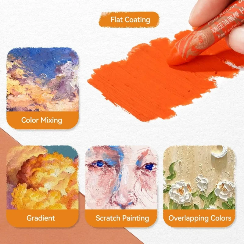 Paul Rubens Oil Pastel Bullet Tip Crayon 24/36/48/60/72 Colors Vibrant Color Drawing Painting Pens For Artists Beginners
