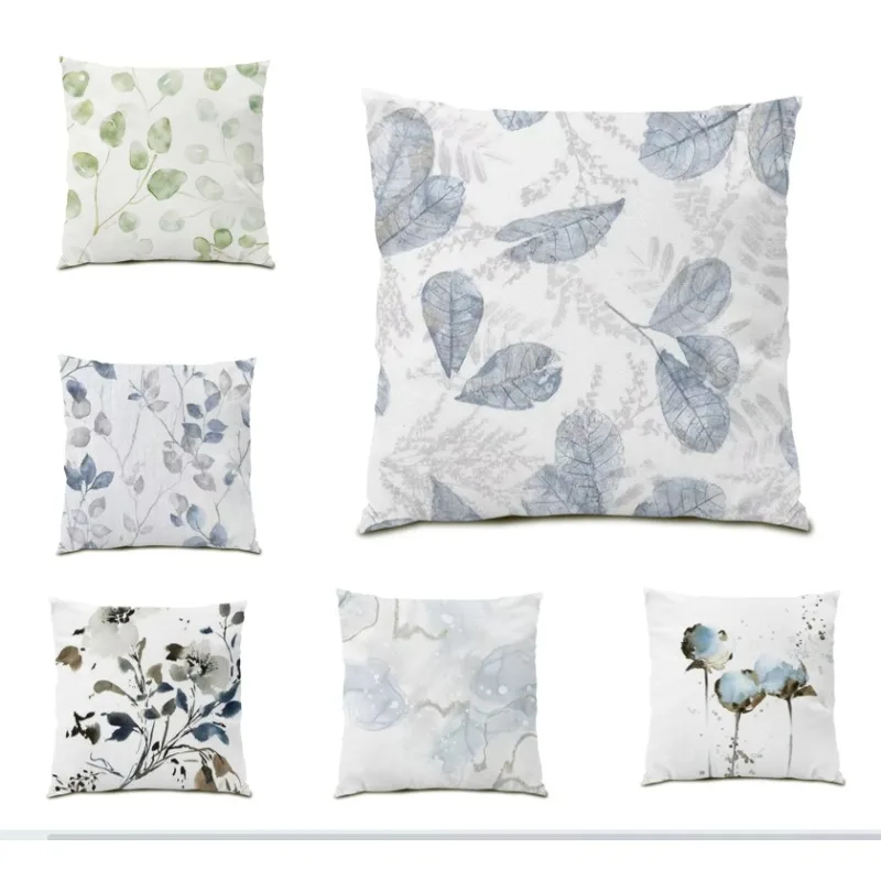 

Simple Art Cushion Cover Plant Leaf Double Sided Pillowcase Creative White Pillow Cover Home Sofa Decor 45x45cm Cojines F1137