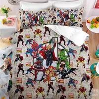Housse de couette Avengers avec taie d'oreiller, décoration de chambre pour garçons et filles, cadeau pour enfants, taille simple, double, grand lit, housse de couette zippée 2