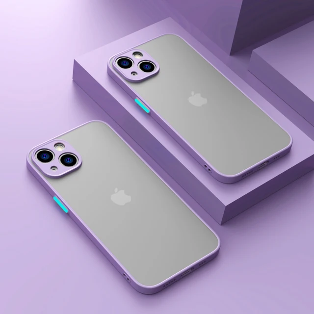 TULONG For IPhone 13 Pro Max Shockproof Bumper Clear Phone Case for IPhone 12 11 Pro Max XR X XS 6 6S 7 8 Plus Matte Hard Cover Purple