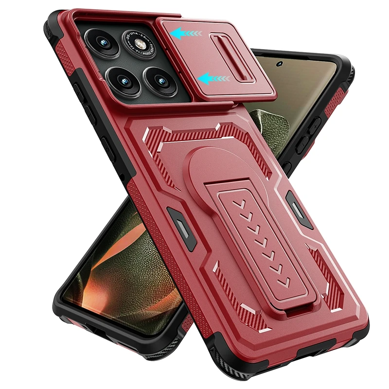 Rugged Military Slide Camera Cover Armor Case with Heavy-Duty Stand and Bumper Protection