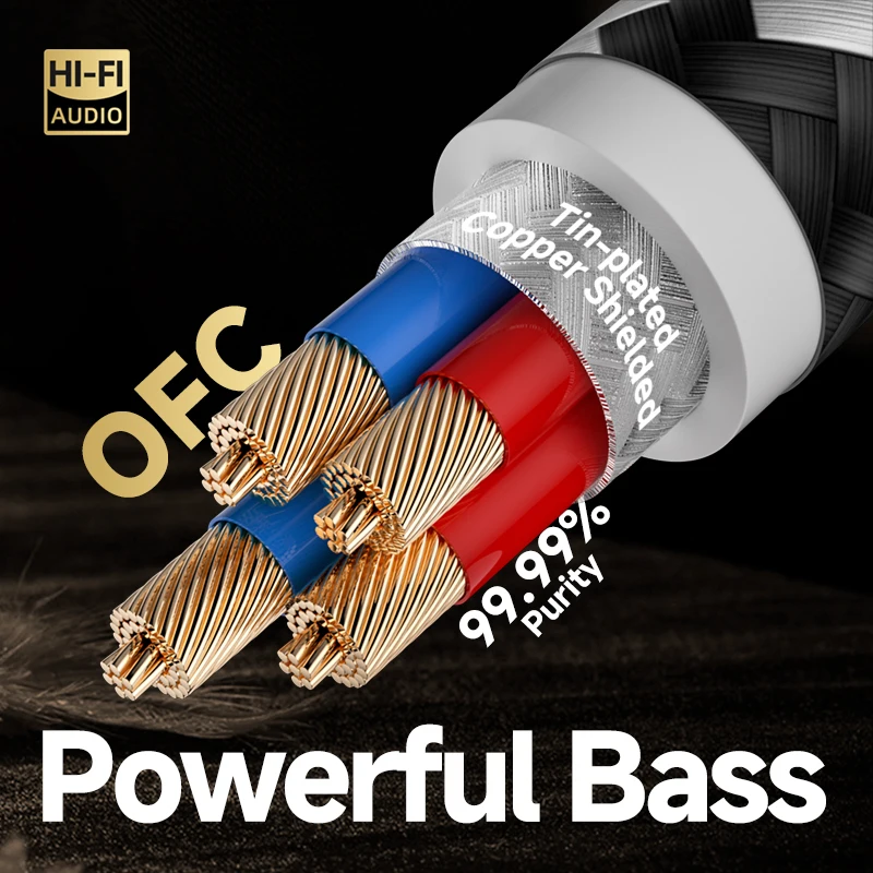 Coppia Cavi RCA Hi-Fi 6N OCC Da 2 Metri – Per Amplificatore E DAC, Alta Fedeltà