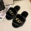 Fluffy Slippers Home Women Casual Chain Designer Shoes Ladies Autumn Winter Indoor Plush Slides Girls Fashion Elegant Footwear 5