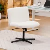 Wide Seat Channel Upholstered Office Chair White Boucle Modern Comfort Relaxation Glam Look Durable Metal Base Ergonomic Design 3