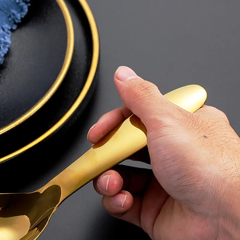 304 Stainless Steel Large Capacity Polished Deepen Tableware Soup Spoons Silver Golden Mirror Home Kitchen Flatware for Rice