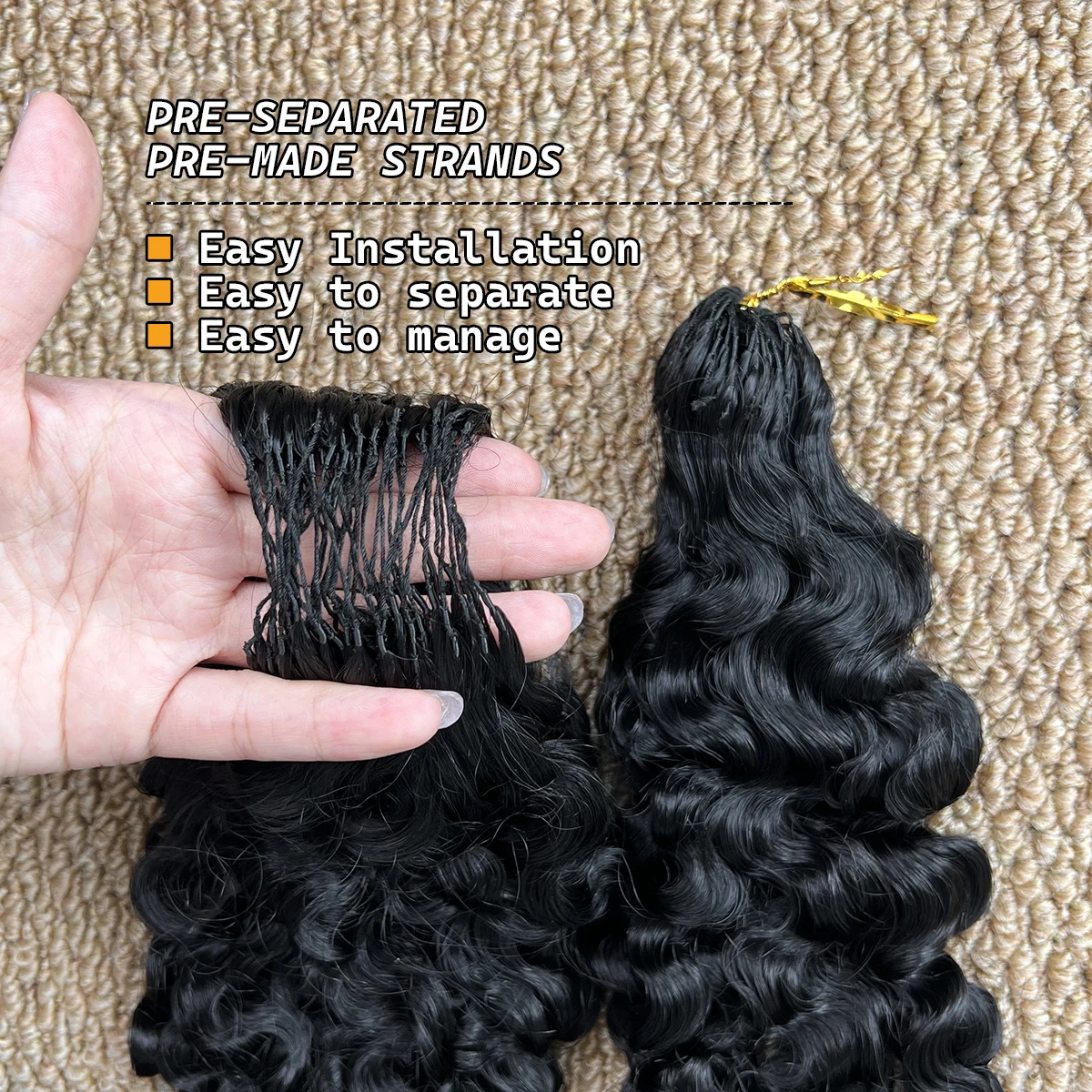 Extensioni per Capelli Invisibili Ricci Birmani 14-22 Pollici, 100% Capelli Umani, Senza Nodi, Pre-Separate, Leggere e Riutilizzabili - immagine 3