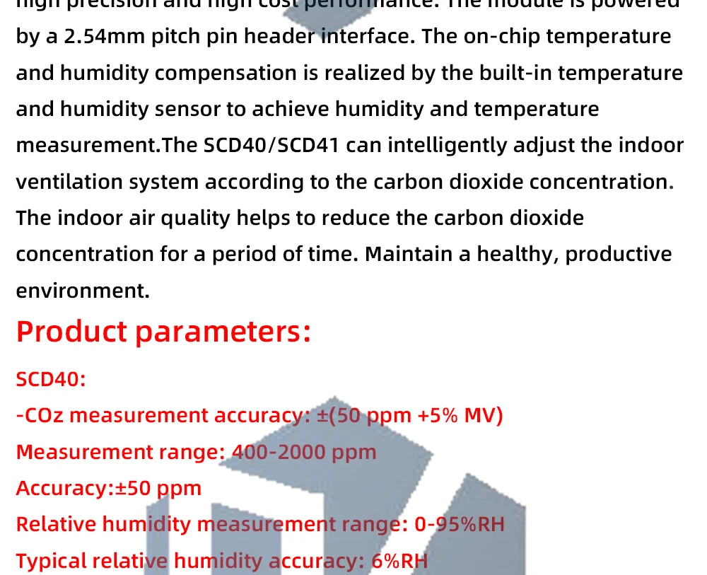 EGBO SCD41 SCD40 Gassensormodul-Platine zur Erkennung von CO2, Temperatur und Luftfeuchtigkeit, 2-in-1 I2C-Kommunikationssensormodul-Platine – Detail 2