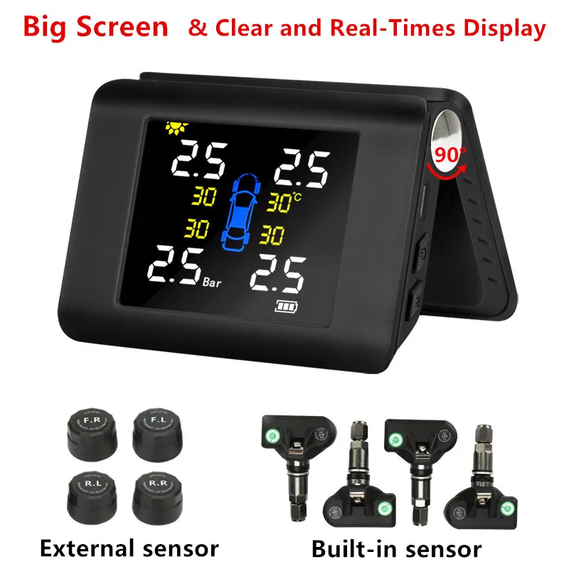 TPMS Auto Wireless Car Tire Intelligent Solar Power Sensor pressure accessories programming tool android headrest monitor gages car tire pressure monitor car tire pressure sensor