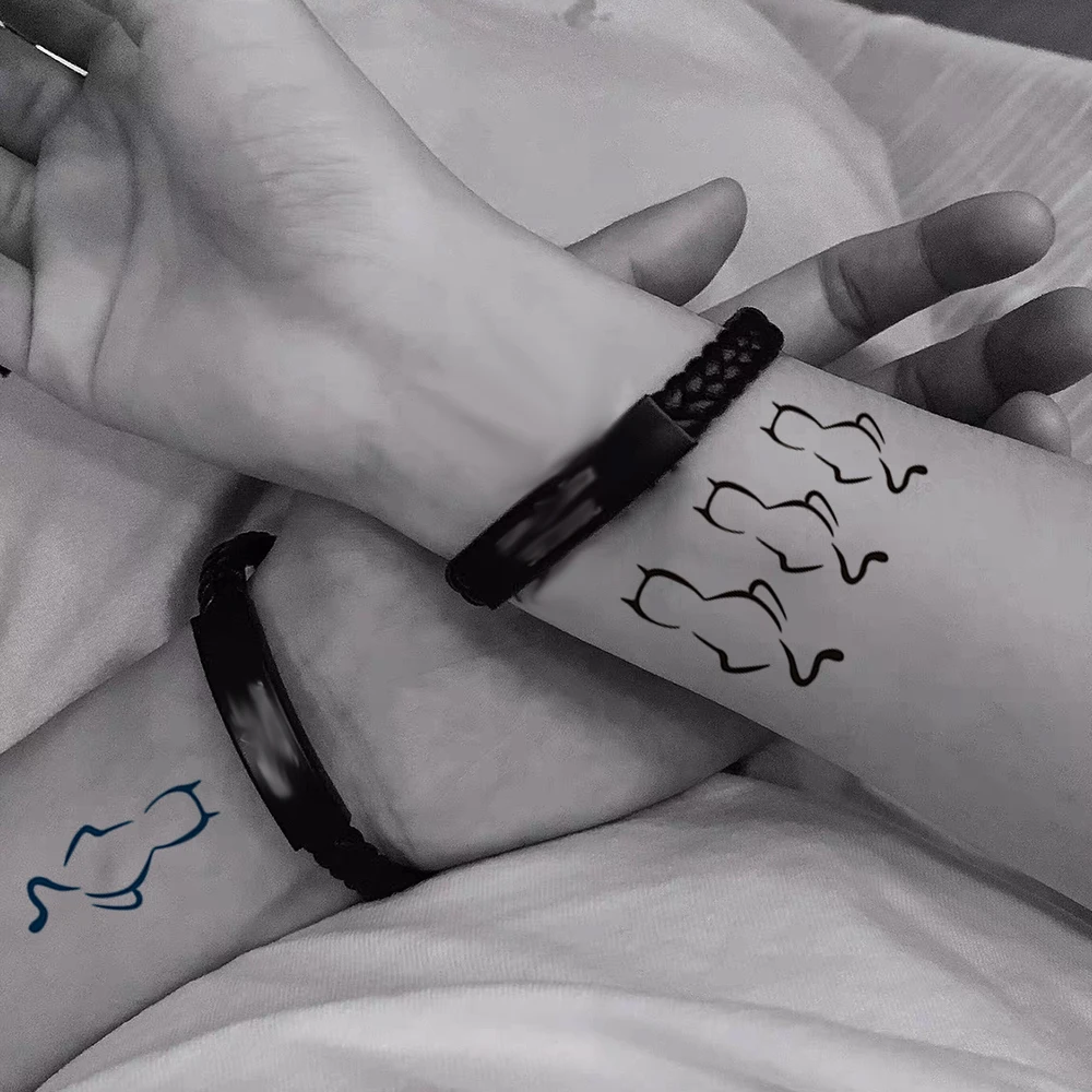 

Waterproof Temporary Tattoo Sticker Cat Cute Animal Fake Tatto Flash Tatoo Neck Hand Back Foot Shoulder for Kids Women Stickers