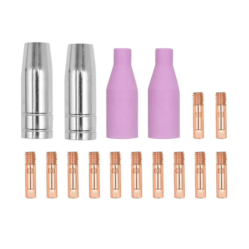 

16pcs MIG Torch Consumables Conductive Nozzles 0.030" Copper Contact Tips Nozzle Diffuser For MIG Welding Gun Accessories