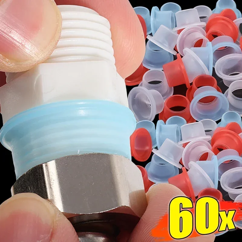 

60/10pcs Faucet Leak-proof Sealing Gaskets Silicone Washer Triangle Valve Threaded Pipe Prevent Dripping Leakage Plug Buckles