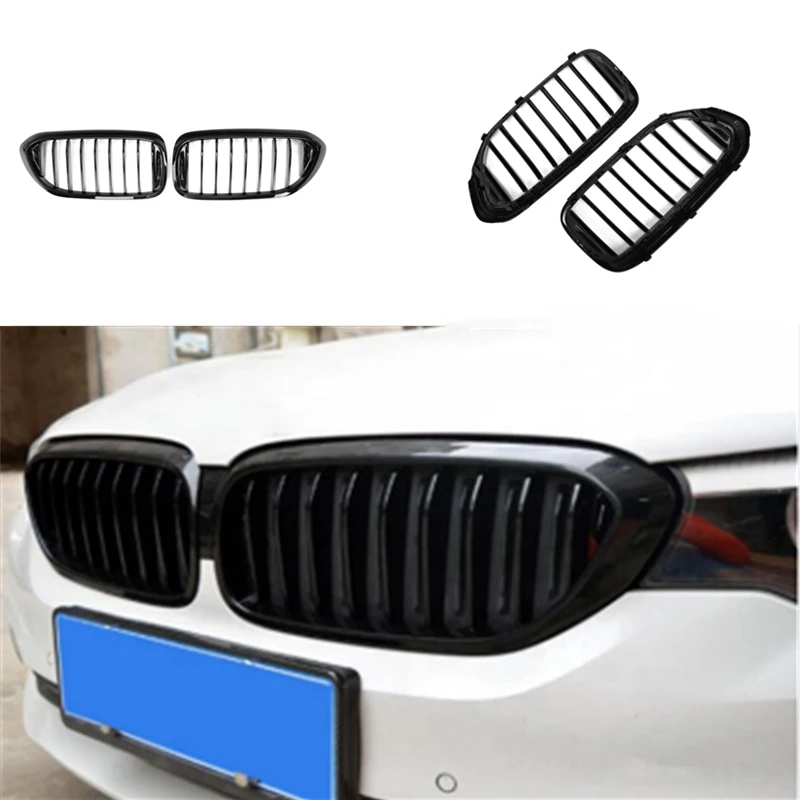 

Gloss Black Car Front Hood Grille For 5 Series 2018-2020 Single slat Bumper Kidney G30 G38 M5 F90