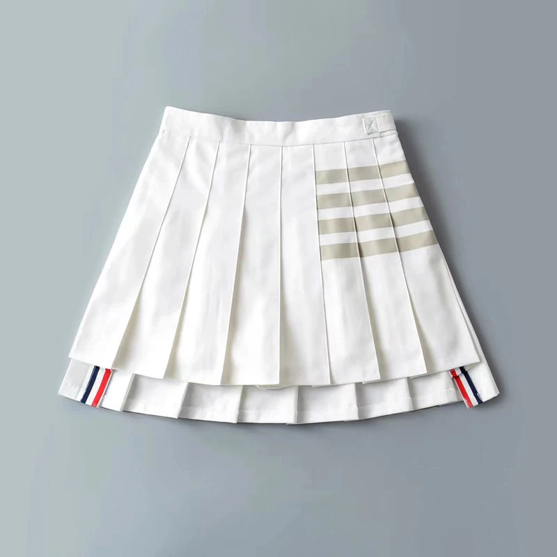 TB pleated skirt women's high waist college style front short back long skirt pure desire four bars summer nineteen eighty four