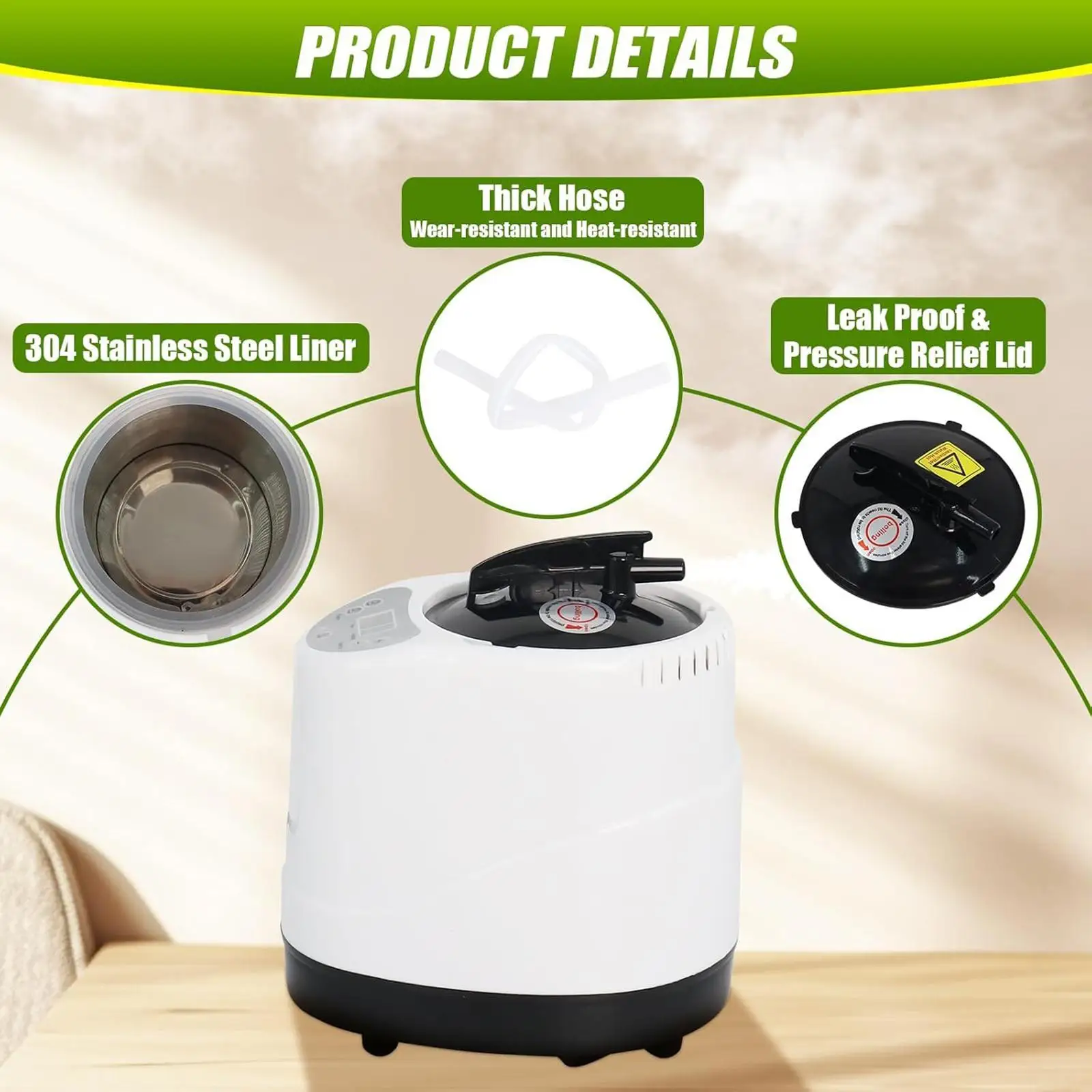 3L Sauna Steamer Stainless Steel Liner Large Capacity Sauna Steamer Pot, Home SPA Accessories with Remote Control for SPA Hotel 3L Sauna Steamer Stainless Steel Liner Large Capacity Sauna Steamer Pot, Home SPA Accessories with Remote Control for SPA Hotel