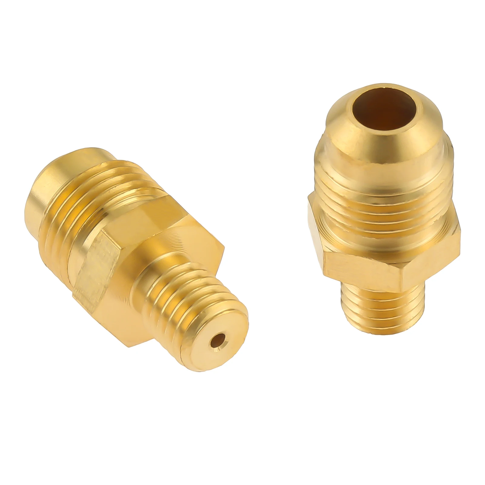 

2Pcs Brass Propane Gas Jet Nozzle Sprayer 1.96mm with 3/8" Male Flare and M10x1.5mm Thread for Burner Inlet for Fire Pits