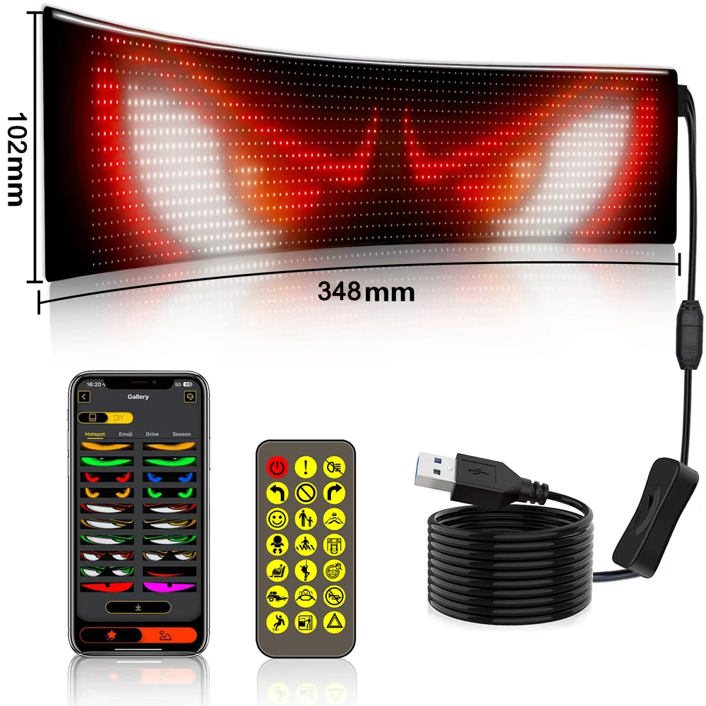 Devil's Eye Truck Windshield Display Flexible Screen LED Matrix Pixel Panel Advertising LED Sign App Control For Car Store Hotel 3